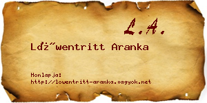 Löwentritt Aranka névjegykártya